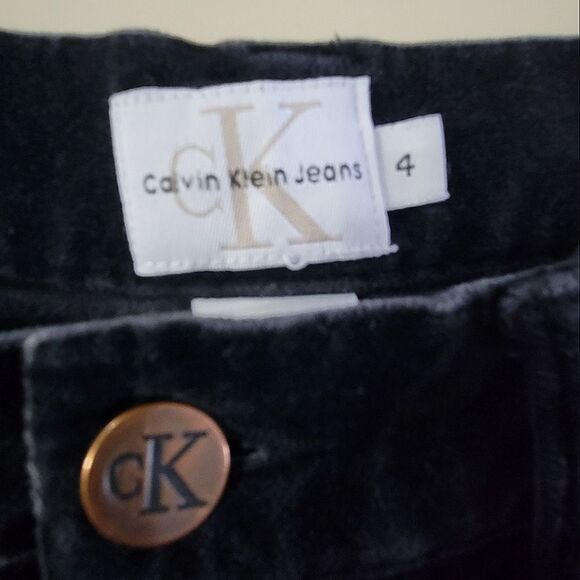 Calvin Klein Black Velvet High Waisted Boot Leg Jeans - Picture 6 of 16